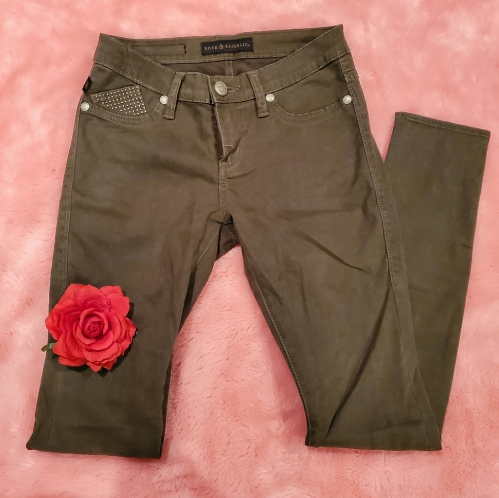 R&R green studded pants - Picture 1 of 8